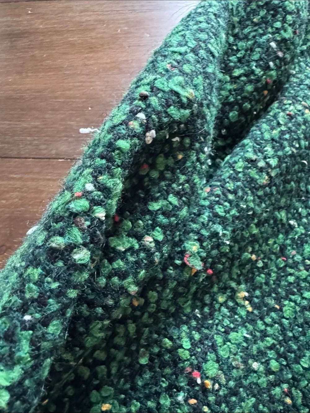 Size 6 J. Crew Green Speckled Italian Tweed Wool Blend Daphne Topcoat Jacket